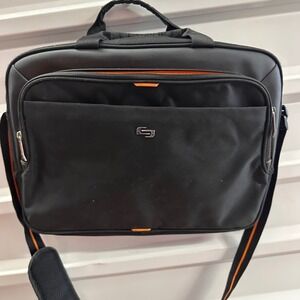 Solo Black Laptop Briefcase Messenger Bag Orange‎ Interior Padded Laptop Sleeve